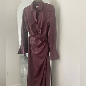 Burgundy Leather Jonathan Simkhai Midi Dress